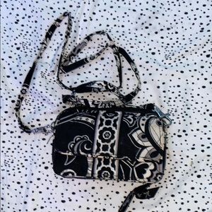 Black and white crossbody purse